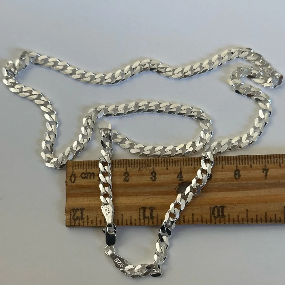 20” 5mm 925 Silver necklace cuban chain unisex
